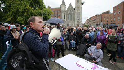 People Before Profit TD Gino Kenny speaking at a  demonstration in support of medicinal cannabis being made available. Picture Nick Bradshaw