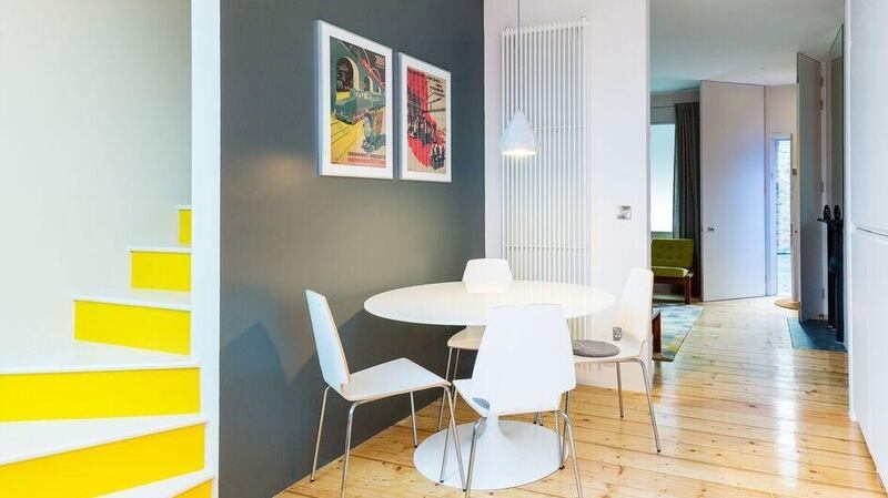 The yellow paint on the stairs is Mister David by Little Greene. Photograph: Matteo Tuniz from MediaPro