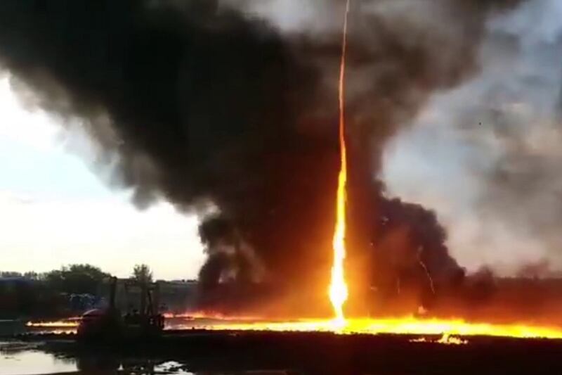 ‘Firenado’ is recorded as it destroys factory in England