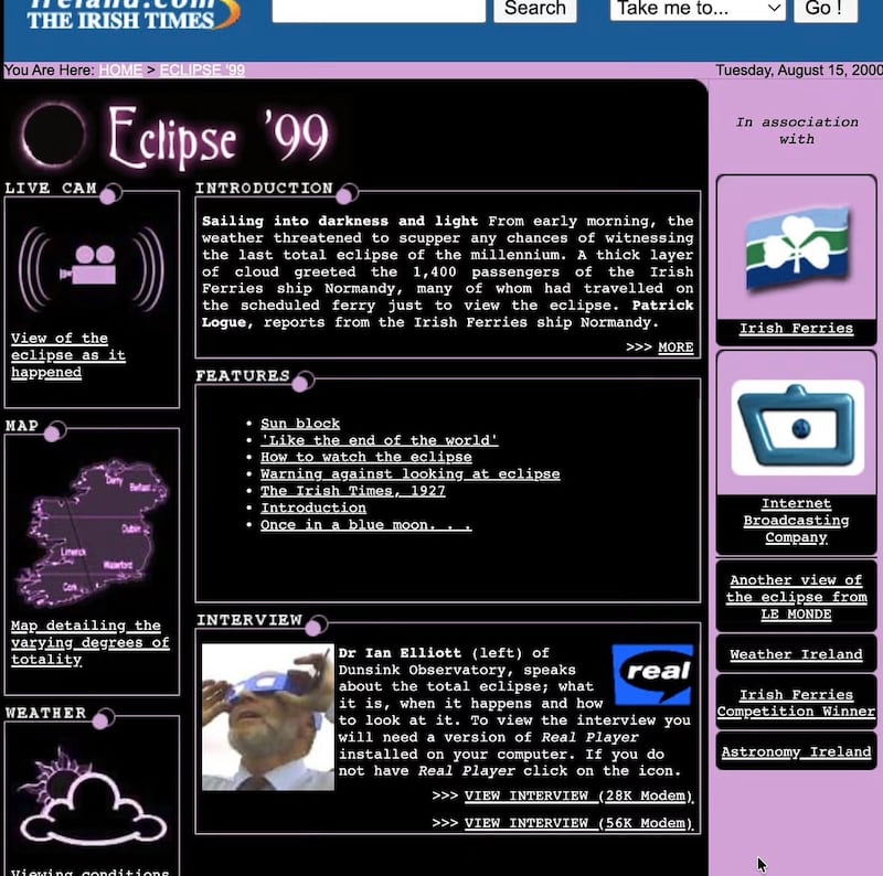 The last time Ireland had similar levels of percentage coverage was in 1999, when The Irish Times set up a webpage specifically for the event.
