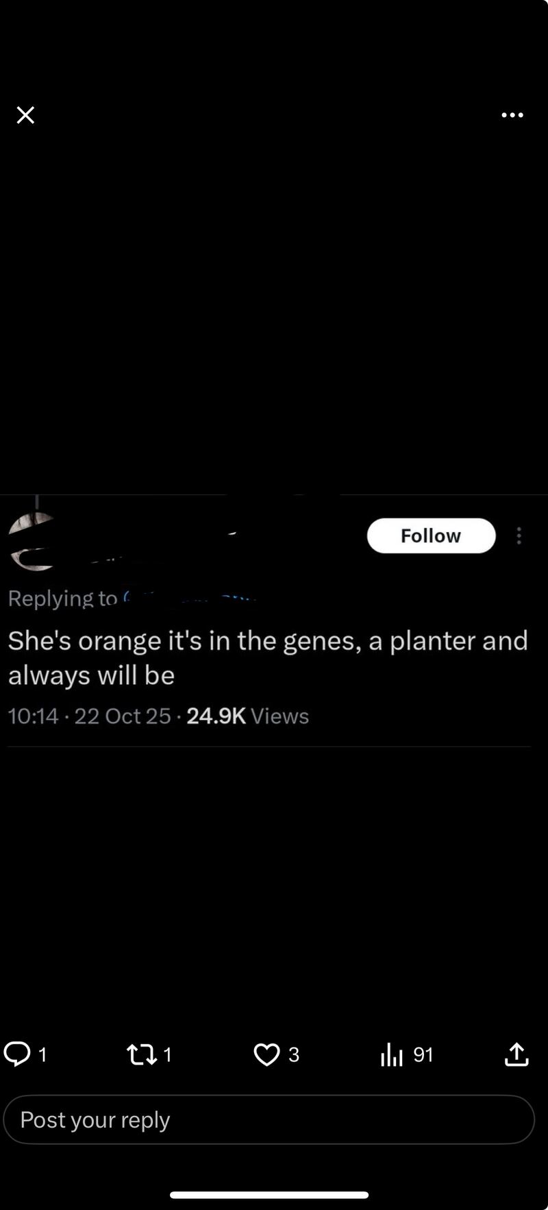 An example of sectarian remarks aimed at Heather Humphreys ahead of the presidential election