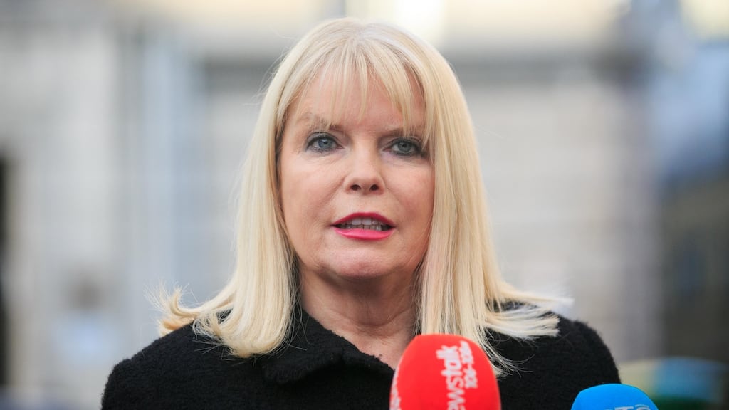 Minister for Jobs, Enterprise and Innovation Mary Mitchell O’Connor speaks after the announcement of job losses at HP Inc in Leixlip, which echo Dell’s situation in Limerick in 2009. Photograph: Gareth Chaney Collins