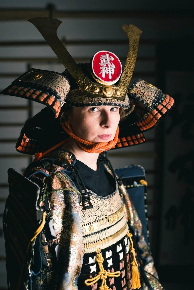Bujinkan Namiryu Dojo member Alice Boland wearing samurai armour