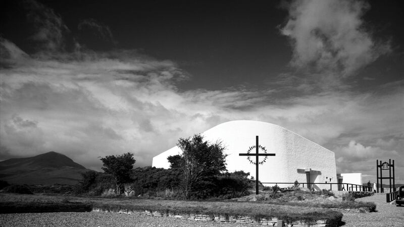 St Michael’s Church, Creeslough, Donegal, inspired by ‘Notre-Dame-du-Haut’, Ronchamp 1990 . Architect Liam McCormick.    Photograph: Henk Snoek/Riba British Architectural Library Photographs Collection