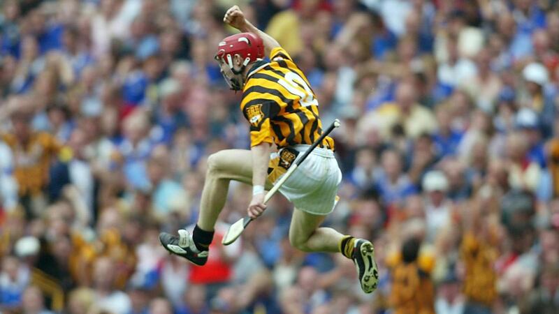 Tommy Walsh celebrates scoring a goal in the 2003 All-Ireland hurling semi-final against Tipperary. Photograph:  Tom Honan/Inpho