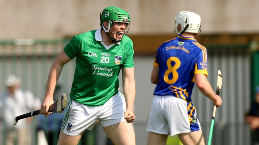 Shane Dowling celebrates a late point against Tipperary in last year’s Munster semi-final at the Gaelic Grounds.