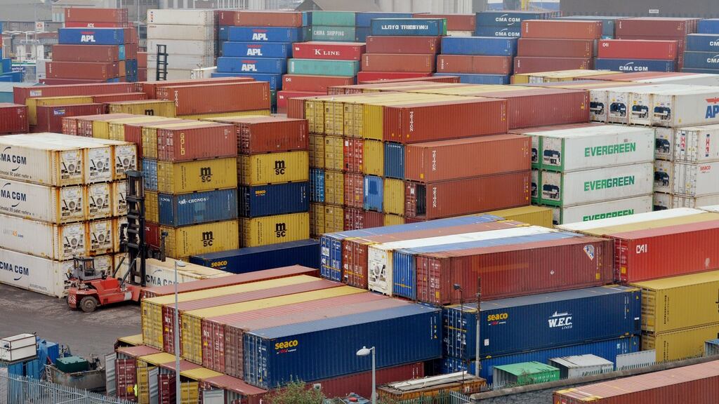 Freight in Dublin port. Border delays and additional red tape could cut trade in goods between Ireland and the UK, new research has found.