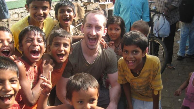 Meeting local kids in Delhi, India.