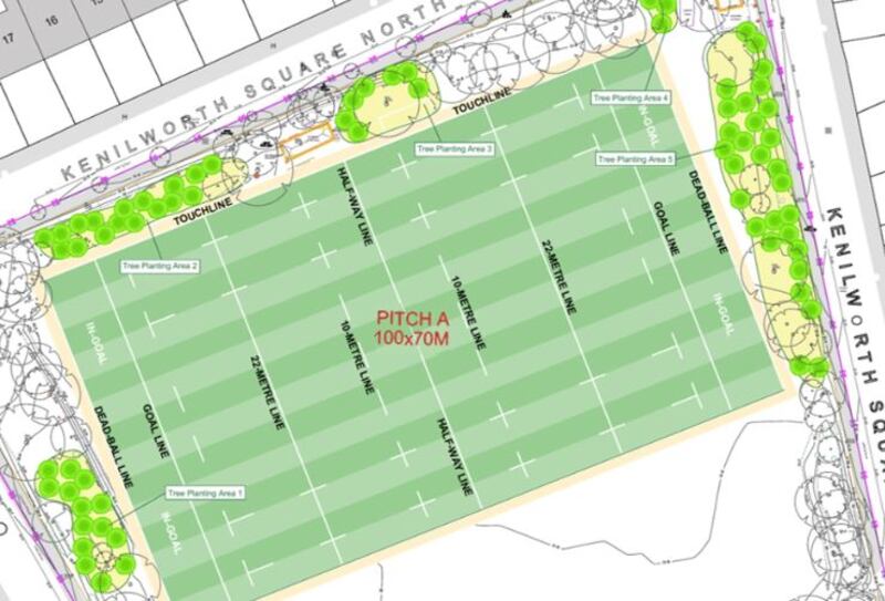 A proposed pitch under a St Mary's plan for Kenilworth Square Image: projectkenilworth.ie/