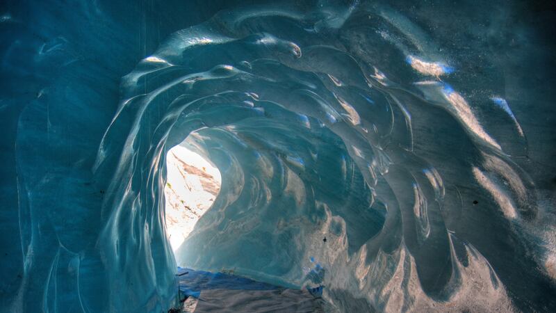 The ice grotto carved each year in the Mer de Glace (sea of ice), one of the biggest glaciers in the Alps. Photograph: Getty Images