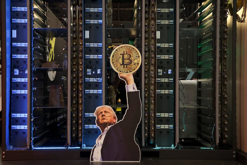 A cutout of US president Donald Trump at bitcoin conference in Las Vegas in May 2025. Photograph: Ian Maule/AFP via Getty Images