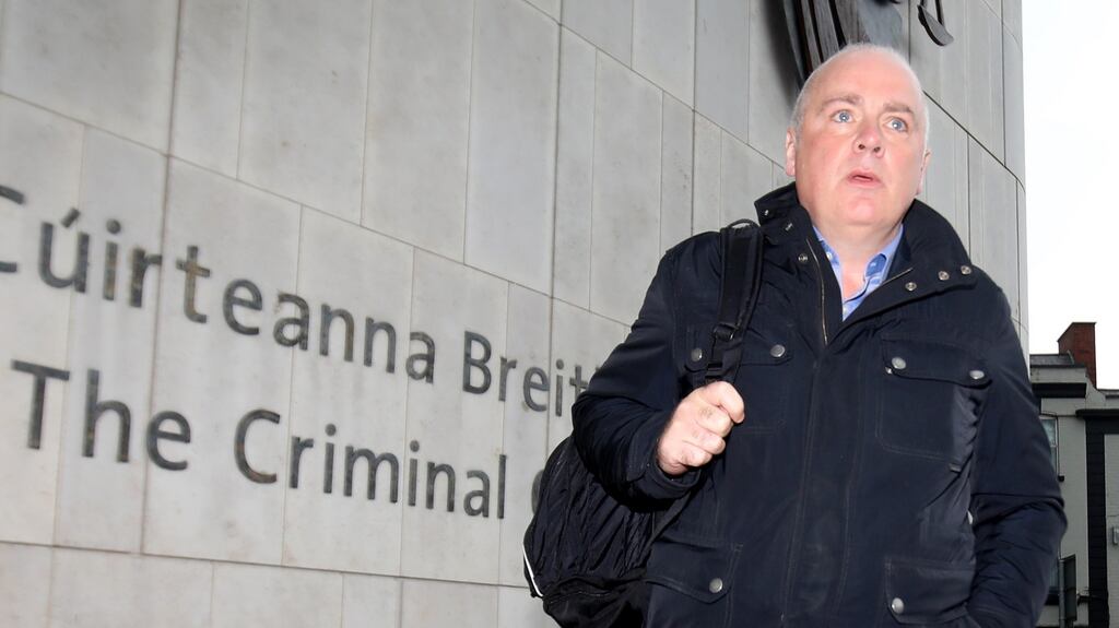 David Drumm arrives at the Criminal Courts of Justice on Parkgate Street in Dublin  for his sentencing hearing. Photograph: Collins Courts