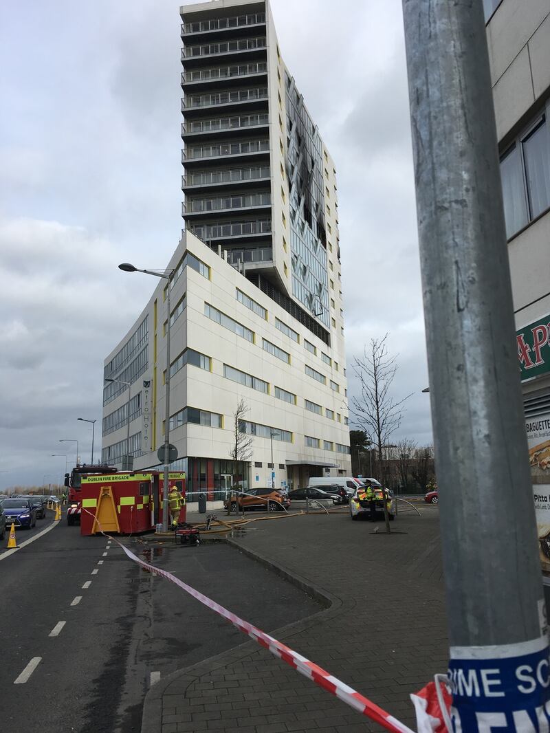 The morning after the Ballymun hhotel fire. Photograph: Mark Hilliard/The Irish Times