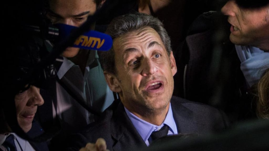Former French president Nicolas Sarkozy: Under French law, he can be detained for 48 hours. Photograph: EPA/Ian Langsdon
