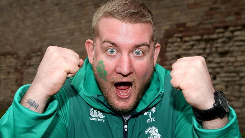 An Ireland fans in Cardiff ahead of the  Rugby World Cup game against  France. Photograph: INPHO/Dan Sheridan