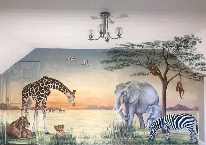 African safari indoor mural  by Vauney Strahan