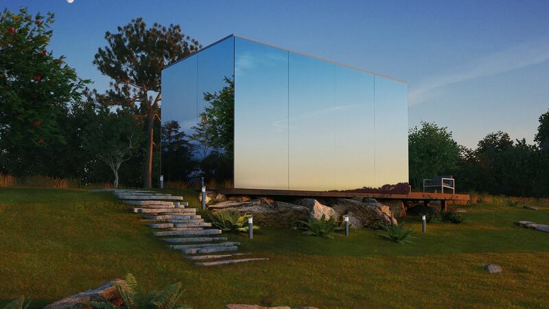Mirrored glass box by Pod Office Solutions.