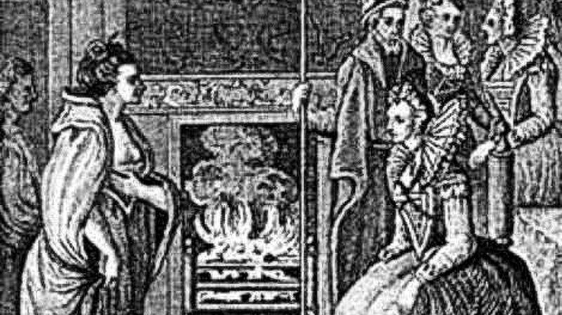 Grace O’Malley meets  Queen Elizabeth I. Illustration from Anthologia Hibernica Vol 11, 1793