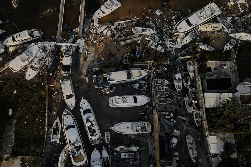Dozens of boats were destroyed or damaged in Acapulco after Hurrican Otis unexpectedly and rapidly strengthened. Photograph: Felix Marquez/AP