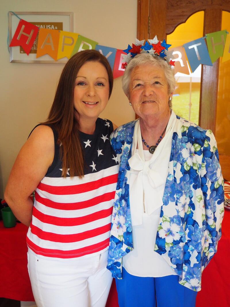 Siobhán Meehan Smyth with her late mother celebrating 4th of July and her mother's birthday. 