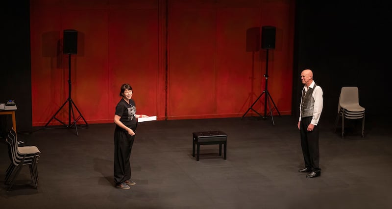 An Oak Tree: Jessie Buckley and Tim Crouch at the Young Vic in London. Photograph: Pamela-Raith