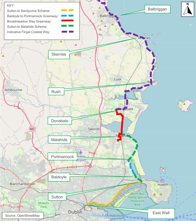 Map from Sutton to Malahide Pedestrian and Cycle Scheme Consultation Report 2022-52