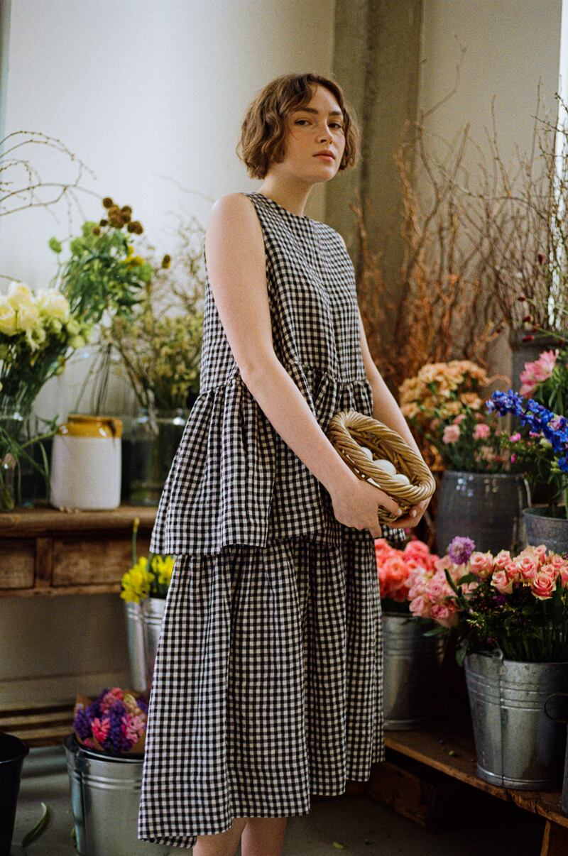 Rose top in limited edition gingham linen €230 and Winnie gingham skirt €290