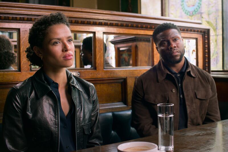 Gugu Mbatha-Raw and Kevin Hart in Lift. Photograph: Netflix
