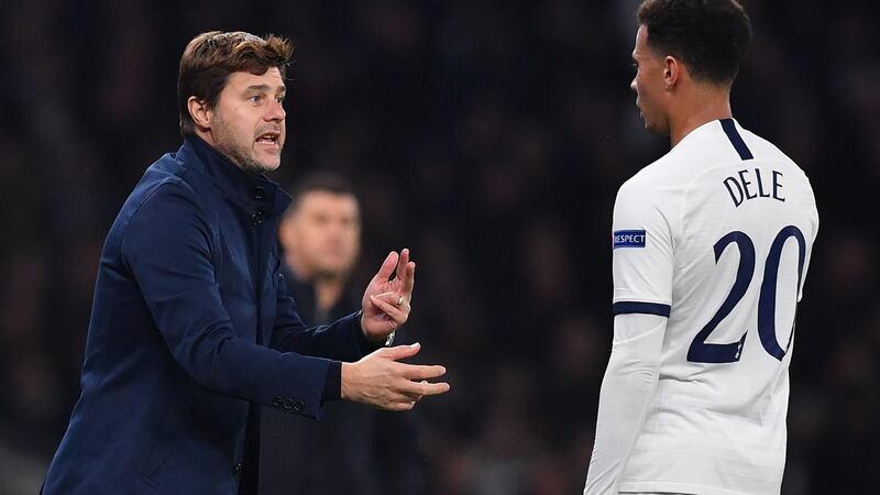Spurs manager  Mauricio Pochettino gestures to  Dele Alli during the  Champions League  game against Red Star Belgrade at the Tottenham Hotspur Stadium, London,   on October 22nd. Photograph:  Ben Stansall/AFP via Getty Images