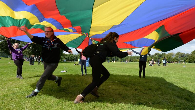 Girl Guides enjoying activities at the Ignite event,  where Irish Girl Guides hosted over 1,800 Girl Guides from around the world.  Photograph: Alan Betson