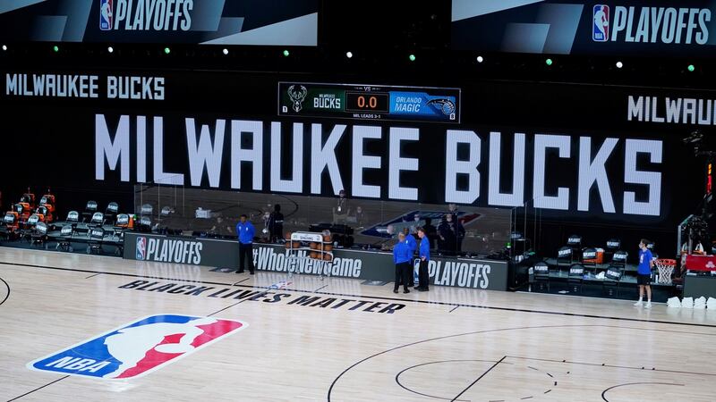 The Milwaukee Bucks boycotted their NBA play-off clash with Orlando. Photograph: Ashley Landis/AP