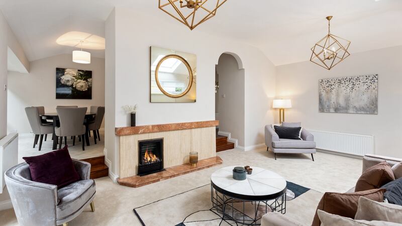 Living room opening into dining room