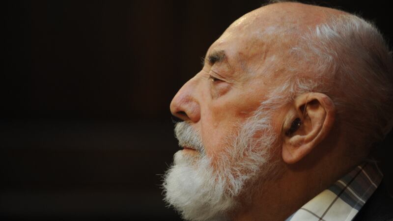 Poet Thomas Kinsella  in the Mansion House, Dublin where his 90th birthday was honoured on May 10th, 2018. Photograph: Aidan Crawley