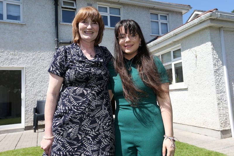 Mari and Tanya at their home in Newbridge. Photograph: Laura Hutton