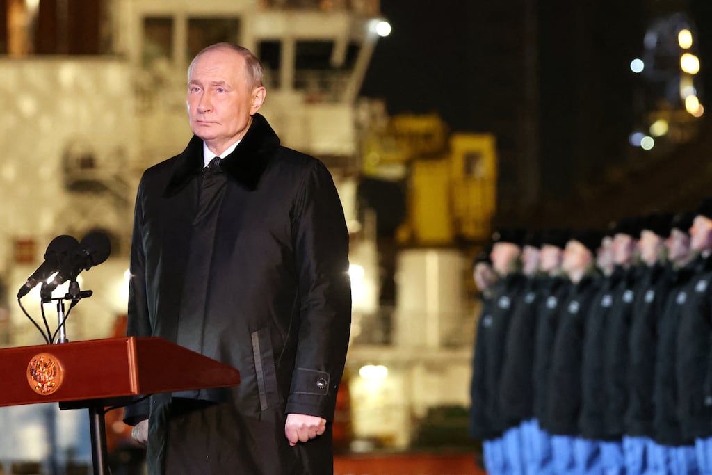 Russia's president Vladimir Putin said Ukraine’s government should be replaced by a temporary administration that would end the war and hold elections Photograph: Sergei Karpukhin/Getty Images