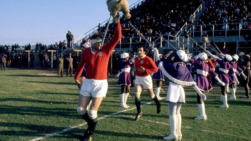 Willie John McBride leads the Lions out during the victorious tour of South Africa in 1974. Photograph: Inpho/Allsport