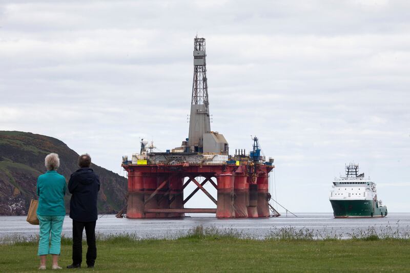 A BP oil rig in Cromarty Firth, near Aberdeen. Photograph: Kristian Buus/In Pictures/Getty 