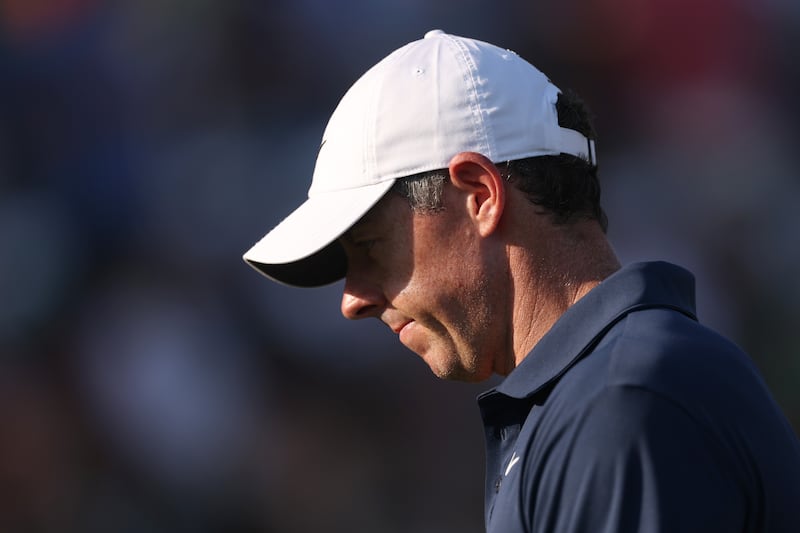 Rory McIlroy looks on during the final round of the PGA Championship at Aronimink Golf Club. Photograph: Carl Recine/Getty
