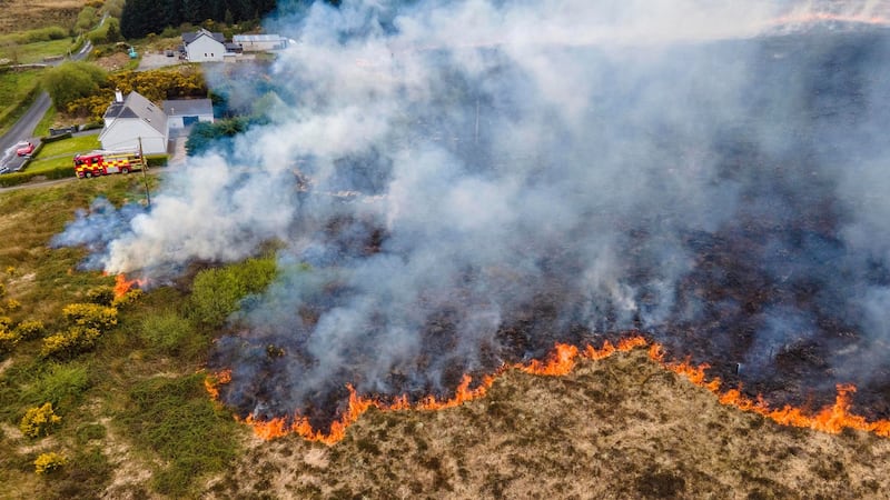 The fire was in the townland of Kilmoon near Lisdoonvarna. Photograph: Press 22