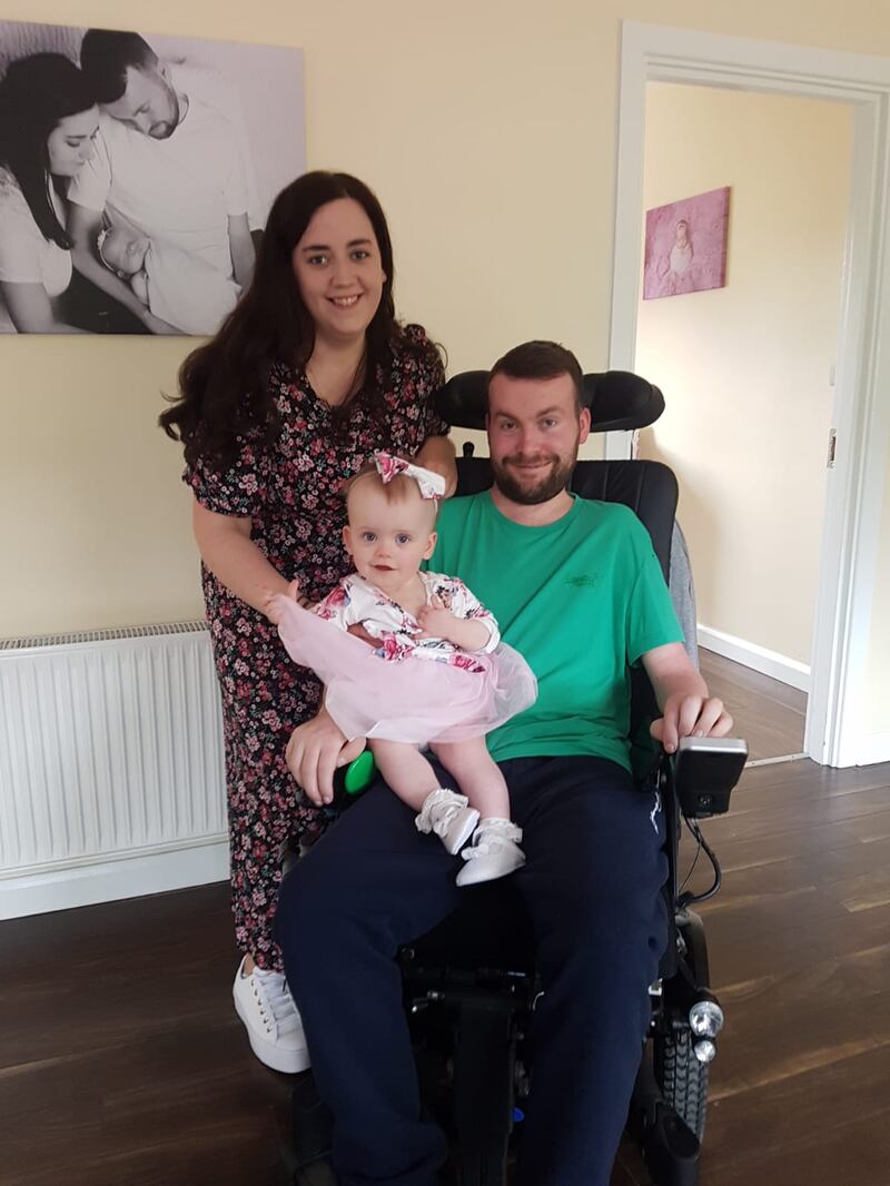 Rachel Harraghy with baby Myla and Jason, who died in February