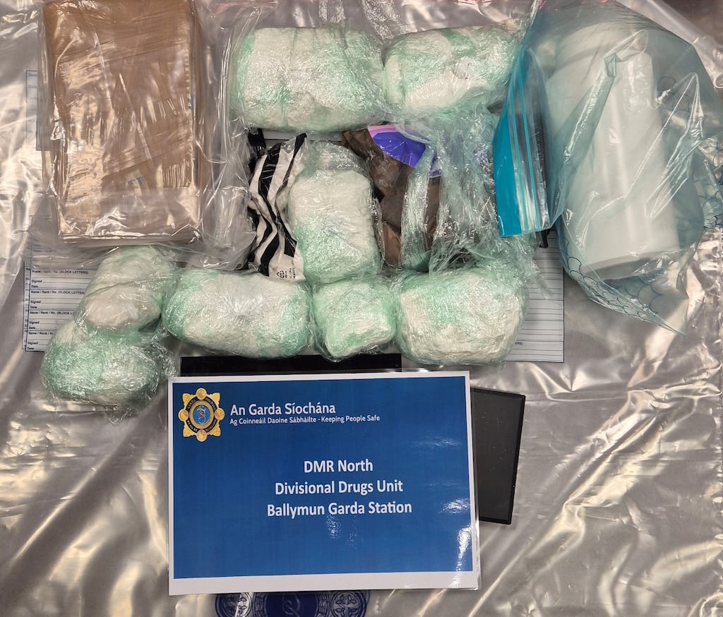 Gardaí carried out a search under warrant of two domestic residences in north and west Dublin and seized drugs valued at €300,000. Photograph: An Garda Síochána