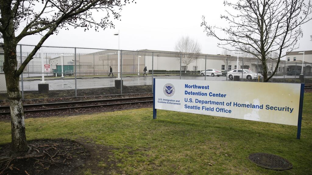 The US Department of Homeland Security Northwest Detention Center is pictured in Tacoma, Washington. Photograph: Jason Redmond/AFP/Getty Images
