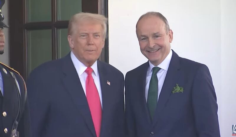 The Taoiseach Micheál Martin is greeted by US president Donald Trump outside the White House