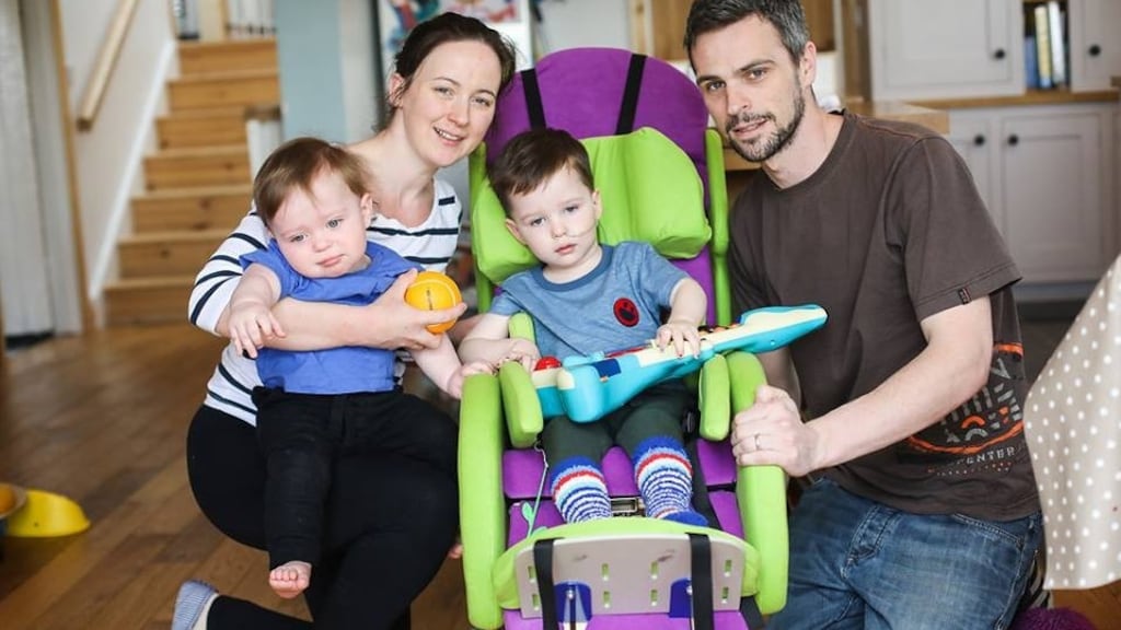Lynda and Leslie Martin, from Rathnew, Co Wicklow, with their sons Ciaran and Cathal, who have been diagnosed with Metachromatic Leukodystrophy (MLD). Photograph: Corrine Crennan