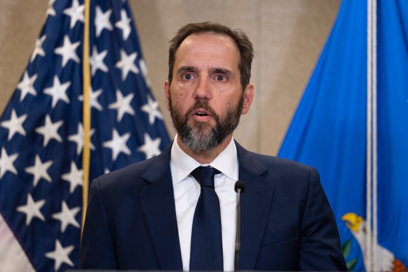 Special counsel Jack Smith speaks to the media. Photograph: J Scott Applewhite/AP