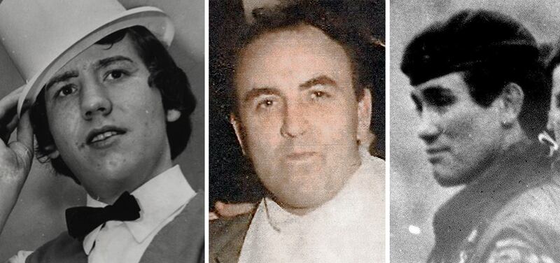 Disappeared: (from left) Columba McVeigh, Joe Lynskey and Robert Nairac. Photograph: PA Photo.  