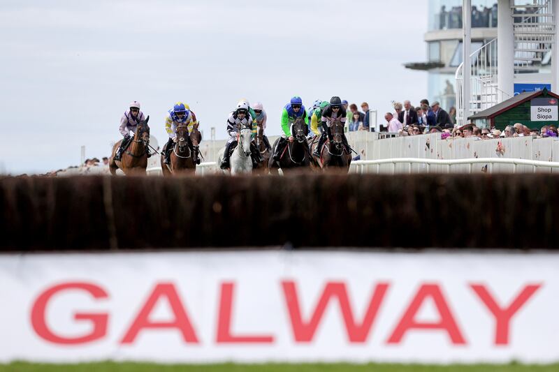 Action from the Galway festival at Ballybrit. Much of the actual racing is ordinary. It shouldn’t work. But it obviously does. Photograph: Laszlo Geczo/Inpho 