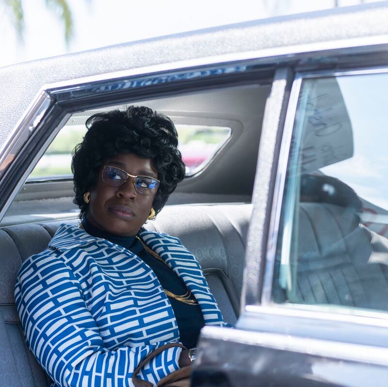 Uzo Aduba plays the role of Shirley Chisholm -  the first black woman elected to Congress - in the BBC’s Mrs America. Photograph: BBC/Sabrina Lantos
