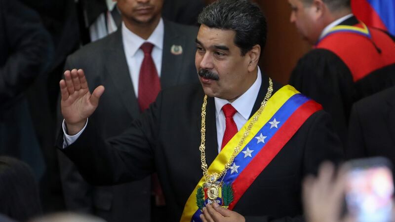 Nicolas Maduro  arrives at the opening ceremony of the judicial year, in Caracas, Venezuela on Thursday. Photograph: Cristian Hernandez/EPA
