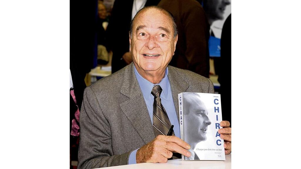 From top down: former French president Jacques Chirac poses with his book Chaque Pas Doit Être un But (Every Step Must Be a Goal); Ségolène Royal at a signing session for her book; and Dominique de Villepin, who has written a post-apocalyptic novel narrated by a talking tree. Photographs: Jean-Pierre Muller/AFP/Getty, Xavier Leoty/AFP/Getty, Francois Durand/Getty